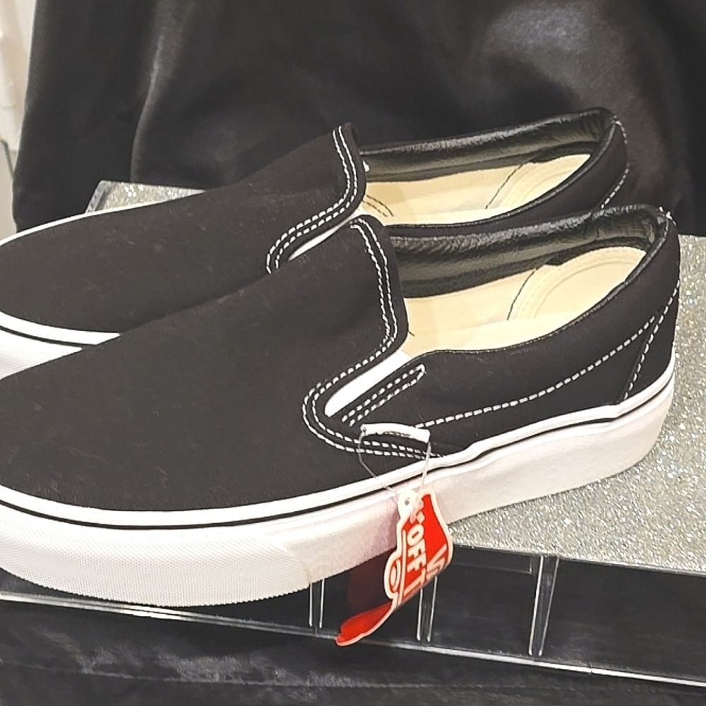Vans Asher Slip-On Sneaker- Black/White - Picture 7 of 10